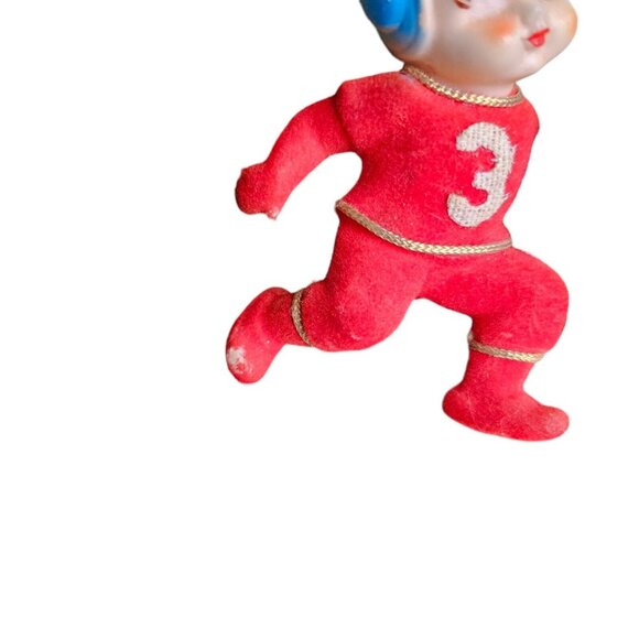 Vintage 60'S Kitschy Football Ornament Christmas Flocked Japan MCM Plastic 3.75" - Picture 8 of 10